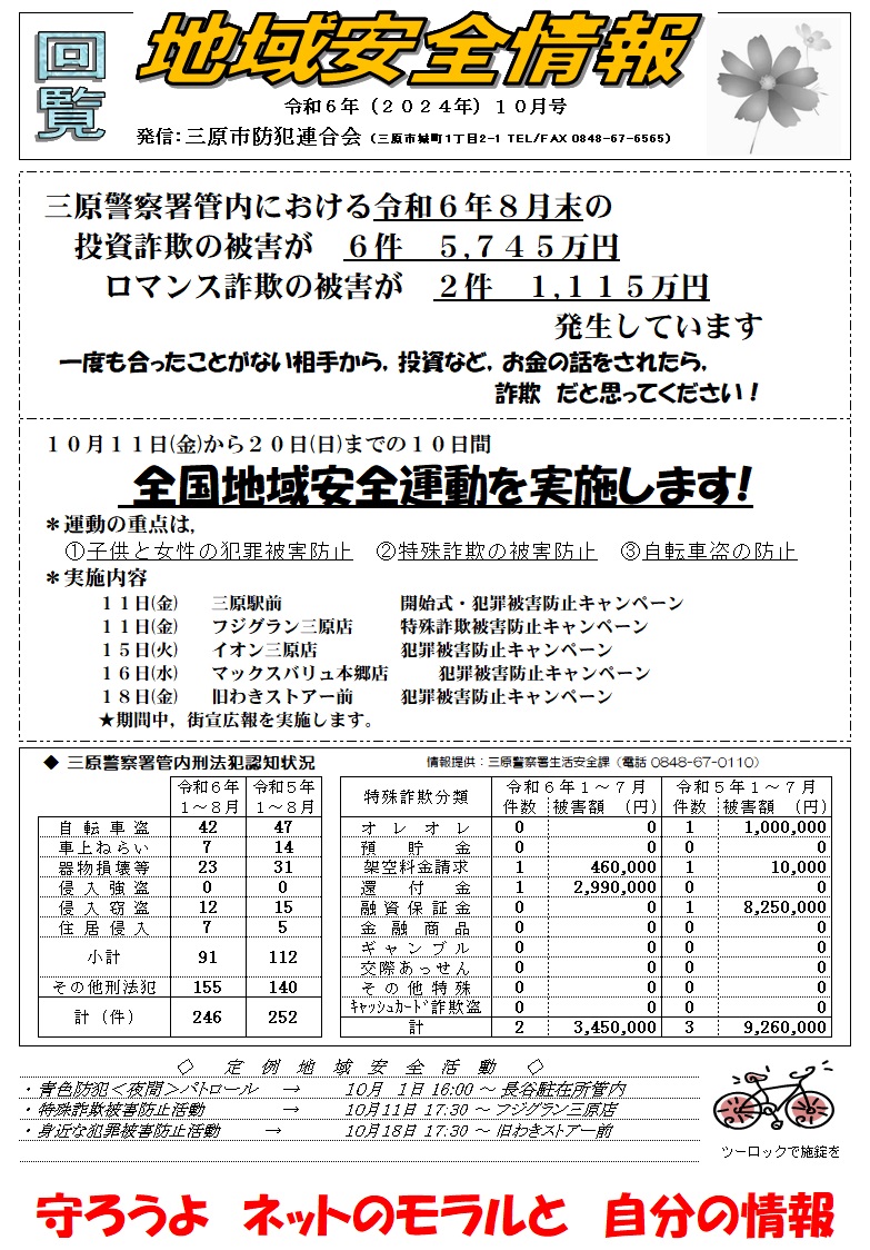 地域安全情報（令和６年１０月号）